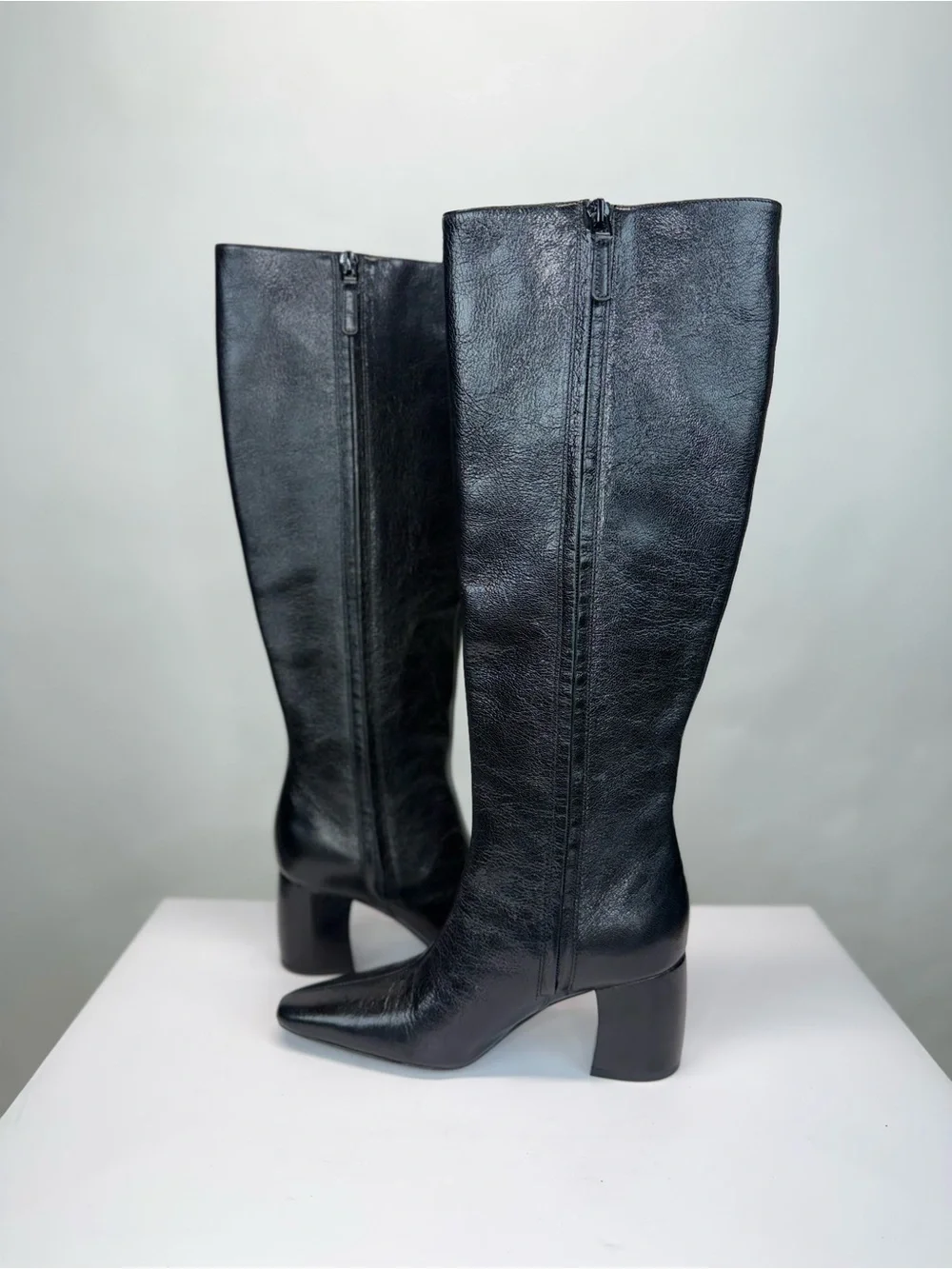 New Tory Burch Banana Leather Knee High Boot Black Leather Sz 5